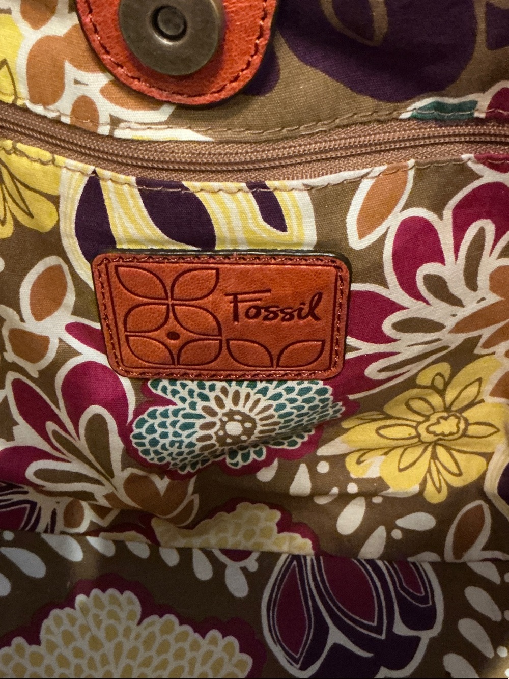 Fossil Cognac Leather Shoulder Bag - Picture 6 of 7